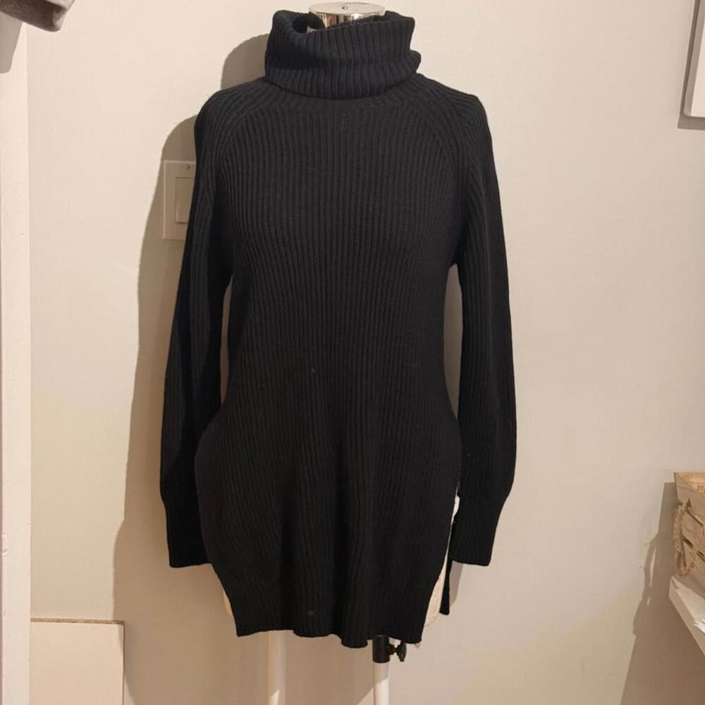 Wilfred Free 100% Wool Turtleneck Long Sweater Black Women's S
